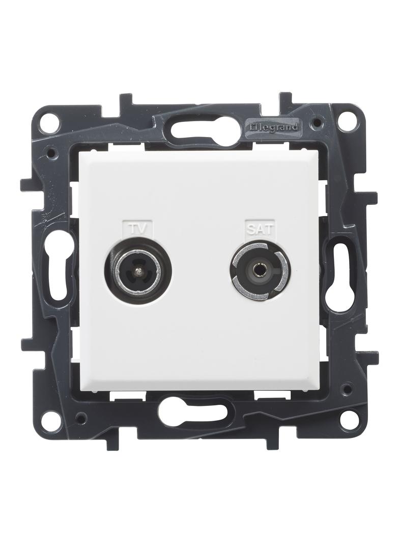 Niloe Step - gniazdo TV-R-SAT przelotowe, 14 dB - kolor biały, Legrand