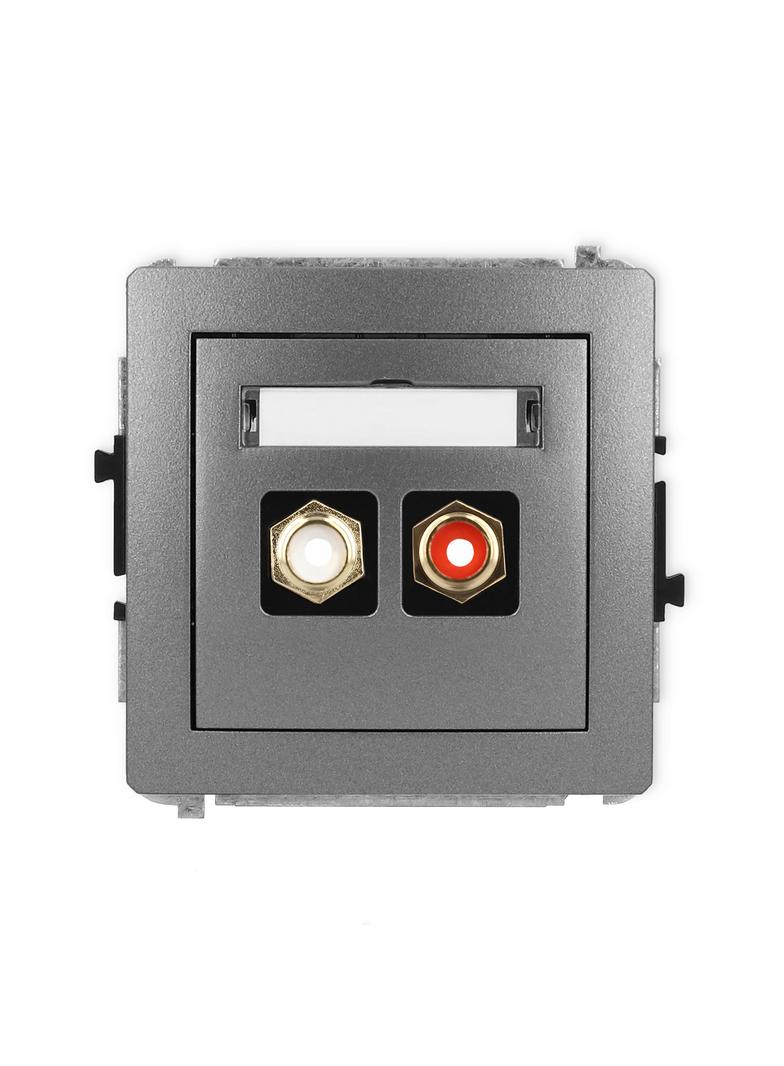 DECO Mechanizm gniazda podwójnego RCA (typu cinch - biały i czerwony, pozłacany) grafitowy