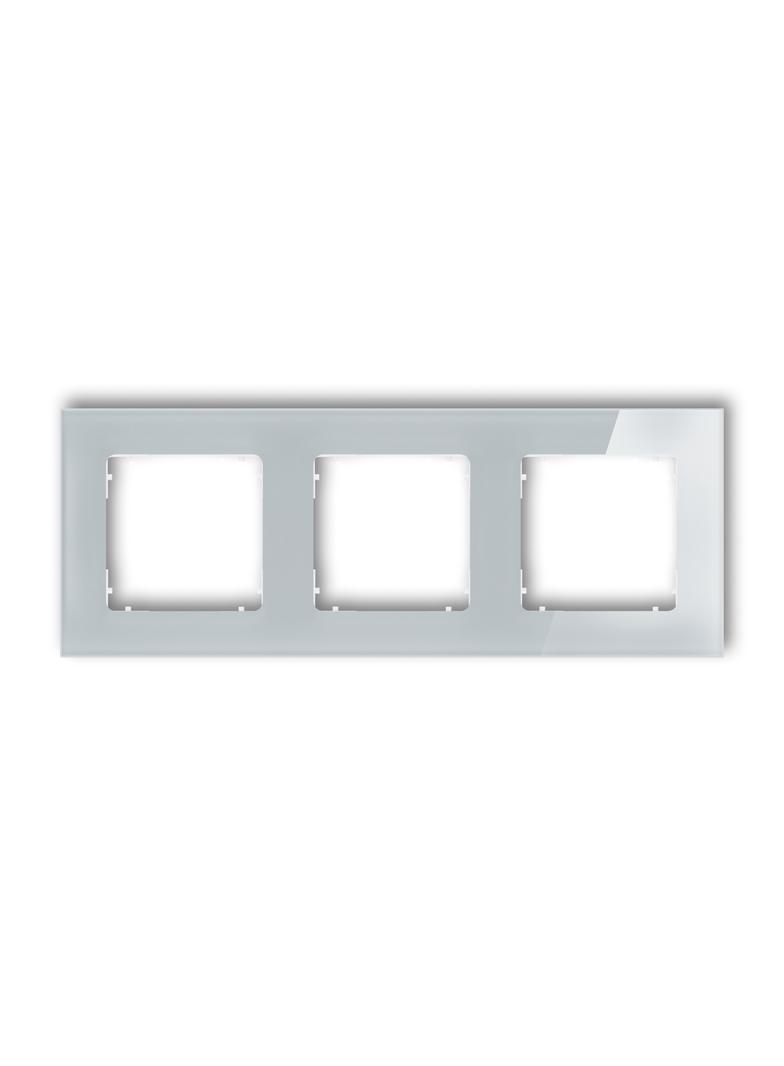 ICON Ramka uniwersalna potrójna kwadratowa - efekt szkła (ramka: szara; spód: biały) szary