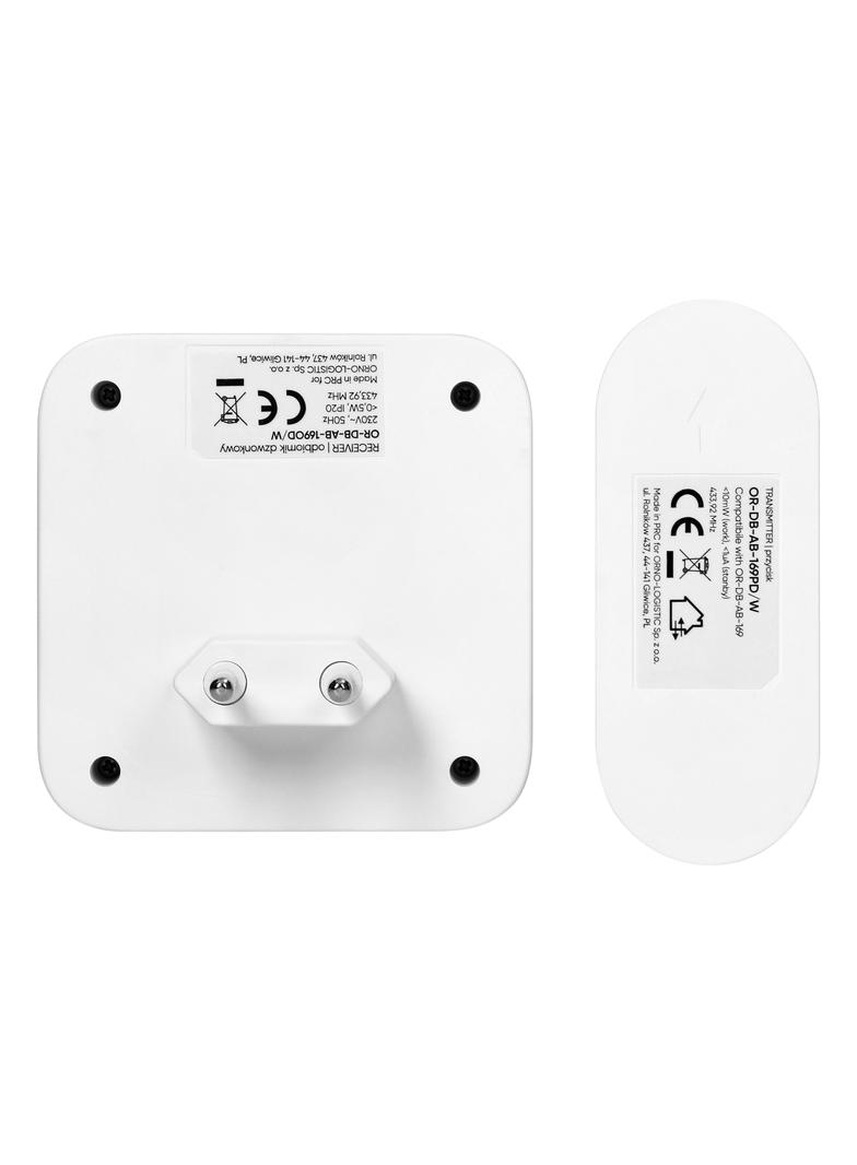 SETI AC, dzwonek bezprzewodowy, sieciowy, przycisk bezbateryjny, learning system, 32 dźwięki, 150m,