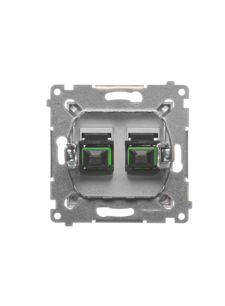 Simon 54 Gniazdo światłowodowe / optyczne podwójne SC/APC srebrny mat