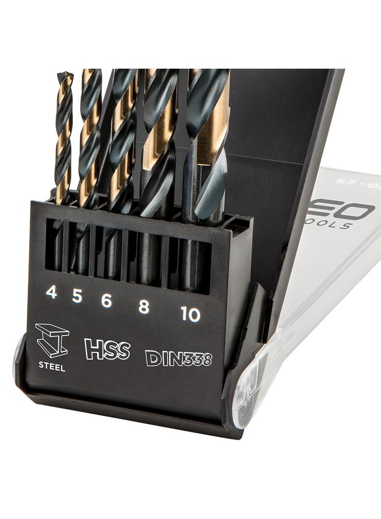 Wiertła do metalu HSS-CNC, 124°, "Pro-Tec", 4.0 - 10 mm, zestaw 5 szt.