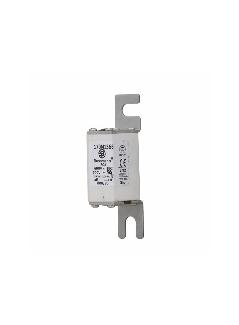 80A 690V IEC aR 000/80 SQ.BODY IND. FUSE Wkładka szybka 80A AC 690V DIN 000 21x40x100 mm, 170M1366 E