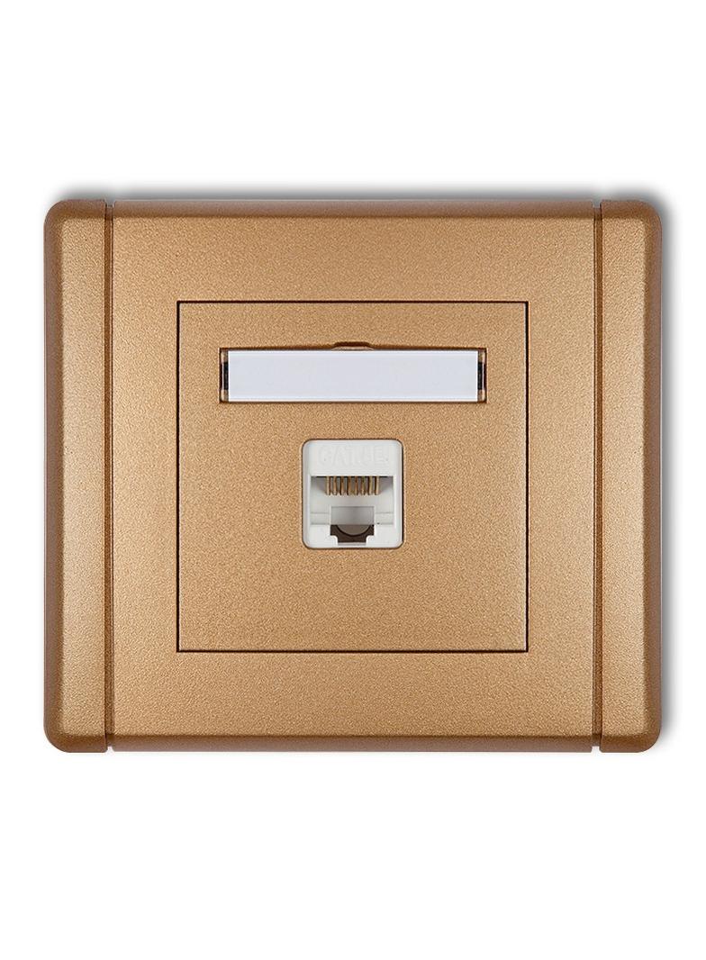 FLEXI Gniazdo komputerowe pojedyncze 1xRJ45, kat. 6, ekranowane, 8-stykowe złoty metalik