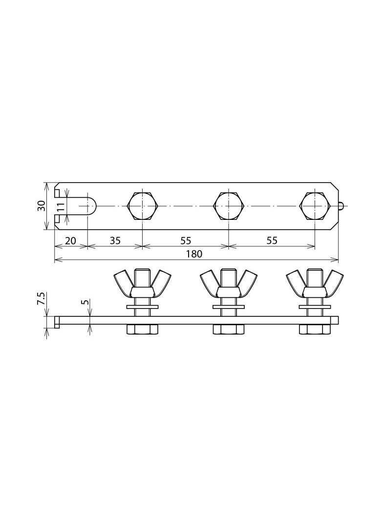 Szyna uziemiająca dł. 180 mm, St/tZn
