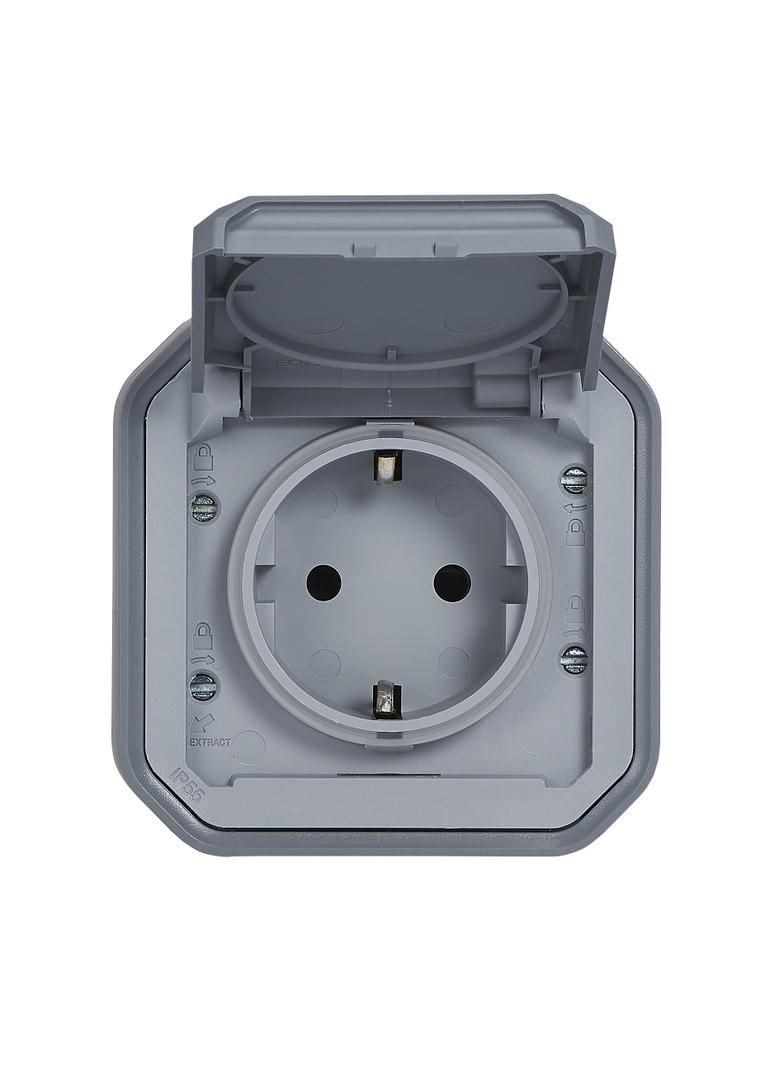 NOWE PLEXO - GN. SCHUKO 2P+Z ZACISKI AUTO KOMPLET NATYNKOWY 16 A-250V SZARE 069730L LEGRAND