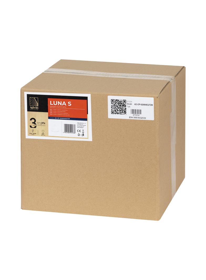 Oprawa ogrodowa kula LUNA S E27 1x40W IP44 biała O 300 AD-OP-6298WE27ZM ORNO