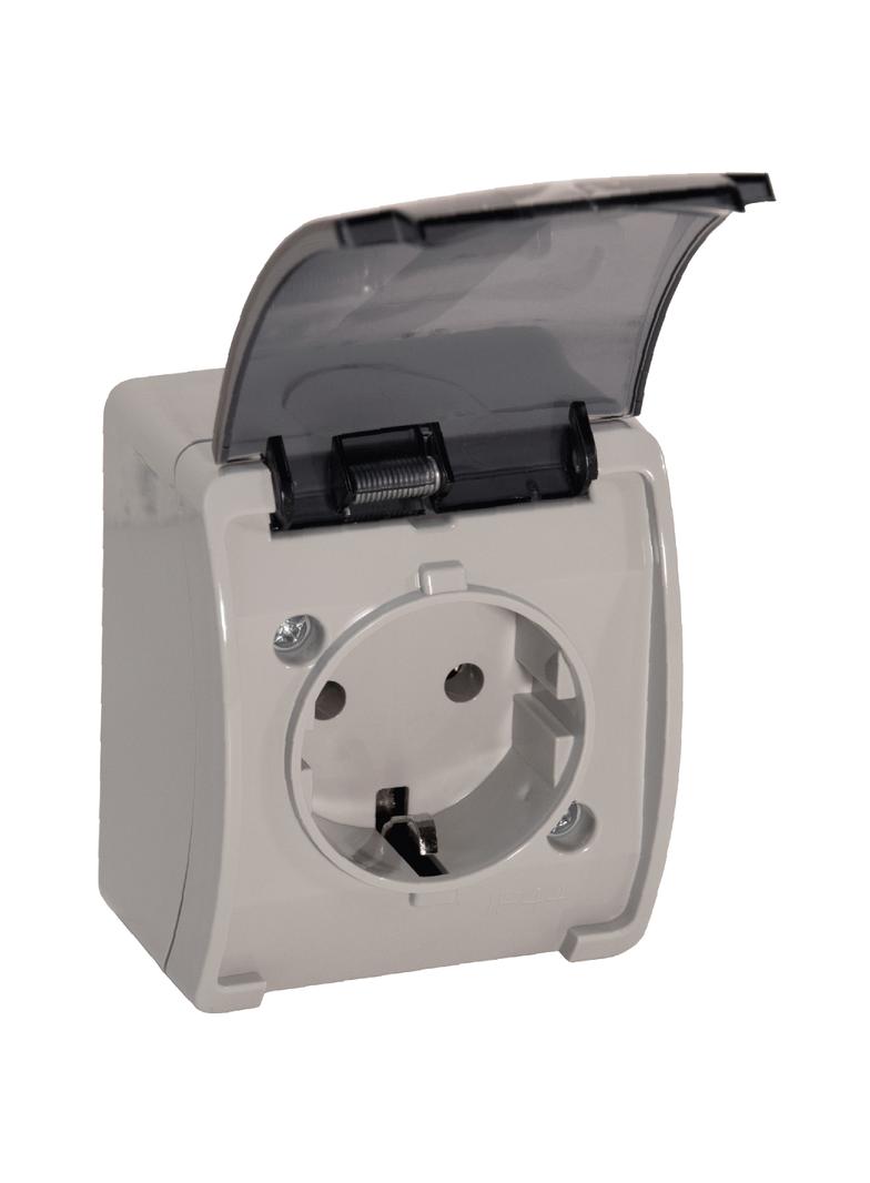 Gniazdo pojedyncze Schuko AQUATIC IP44 szary-grafit 10 szt. OR-OE-7105(GS)/GR/10 ORNO
