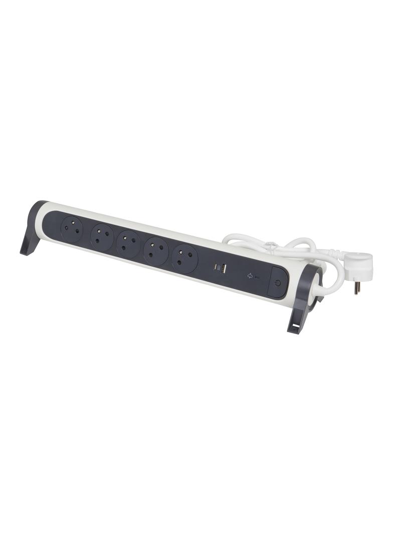 PRZEDŁUŻACZ PREMIUM, OBROTOWY, 5X2P+Z, USB A+C, Z OGRANICZNIKIEM PRZEPIĘĆ, Z PRZEWODEM 1.5 METRA 3X1