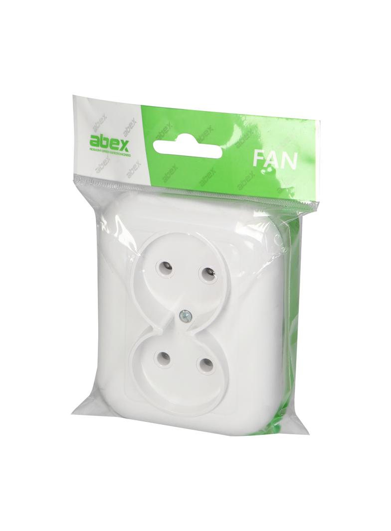 Gniazdo podwójne podtynkowe 2x2p 16A, 250V, FAN, biały