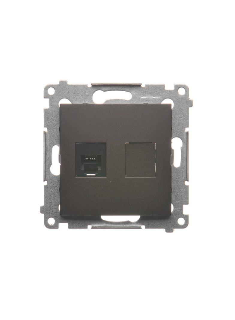 Simon 54 Gniazdo telefoniczne pojedyncze RJ12 brąz mat