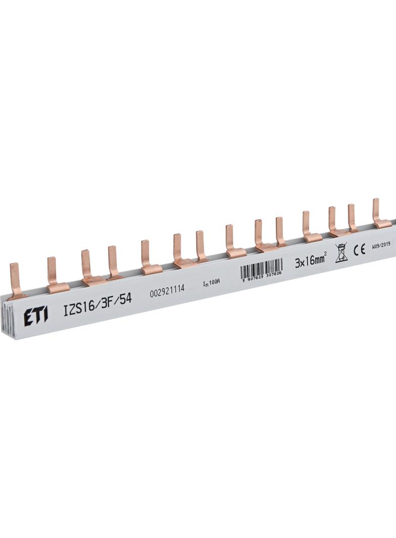 Szyna łączeniowa sztyftowa 3P 100A 16mm2 (54 mod.) IZS16/3F/54 (1m) 002921114 ETI