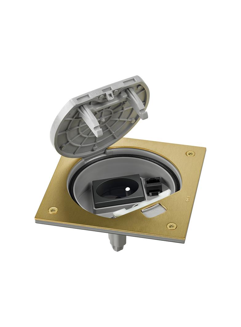 Simon Connect Wkład z pokrywą z gn.+ RJ45 kat.6 UTP mosiądz