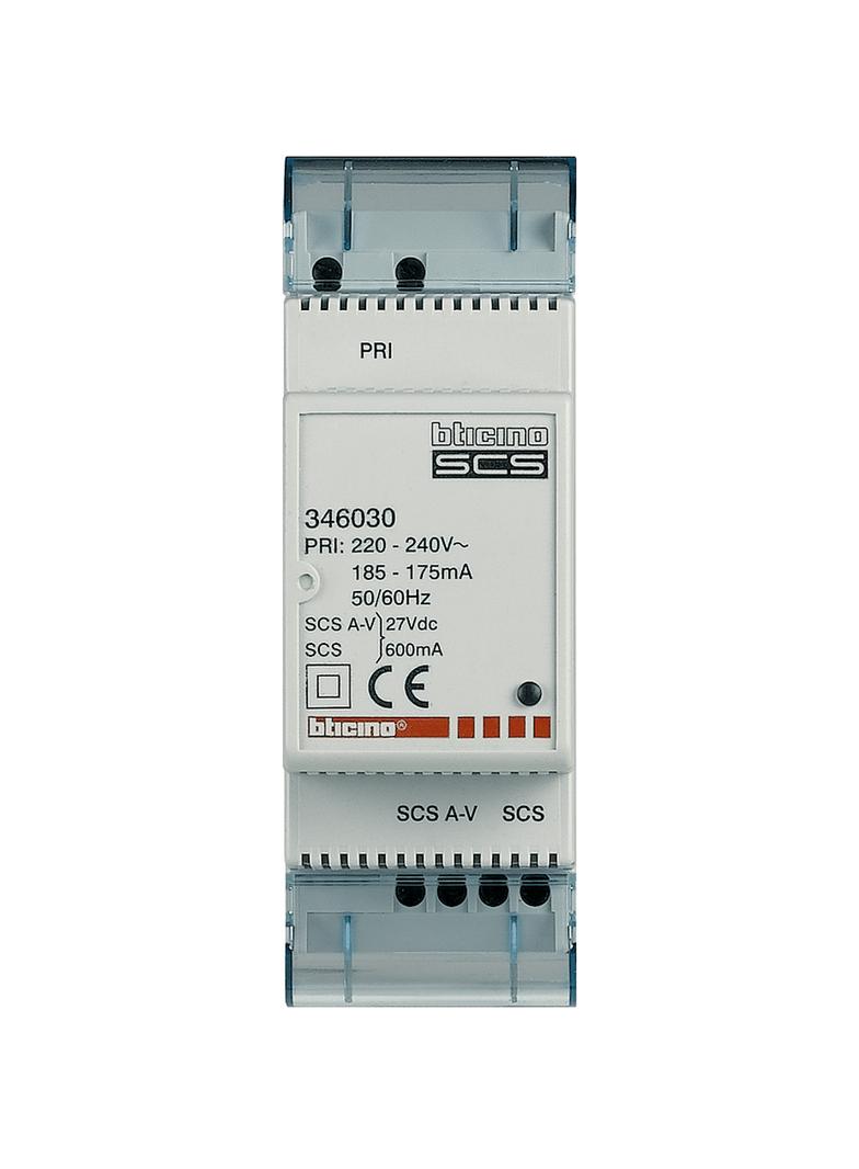 ZASILACZ SYSTEMU WIDEODOMOFONOWEGO Z ADAPTEREM WIDEO - 0,6 A, Bticino