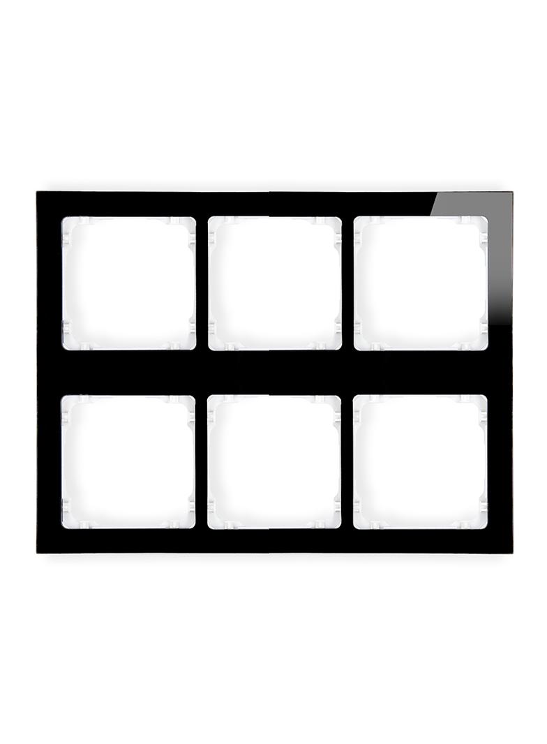 DECO Ramka modułowa 6 krotna (3 poziom, 2 pion) - efekt szkła (ramka czarna; spód biała)