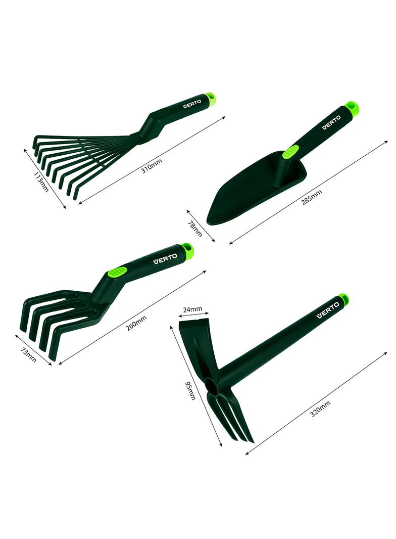 Zestaw narzędzi ręcznych 4 szt. tworzywo sztuczne (grabki, pazurki, łopatka, motyko/pazurki)