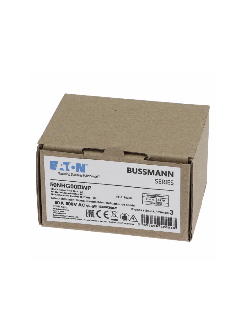 NH 50A 500V gG rozmiar 00 WEATHER RESISTANT NH LV 50A 500V gG rozmiar 00 WR 50NHG00BWP EATON
