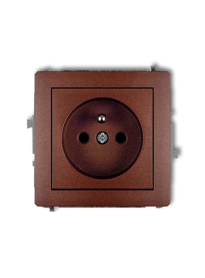 DECO Mechanizm gniazda pojedynczego z uziemieniem 2P+Z (przesłony torów prądowych) brązowy metalik