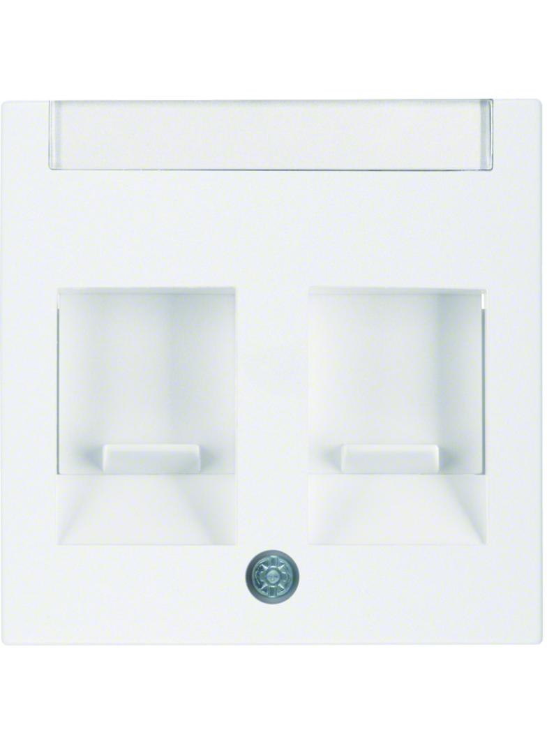 BERKER S.1/B.3/B.7 Płytka czołowa podwójna zasuwa chroniące przed kurzem pole opisowe biały 11811909