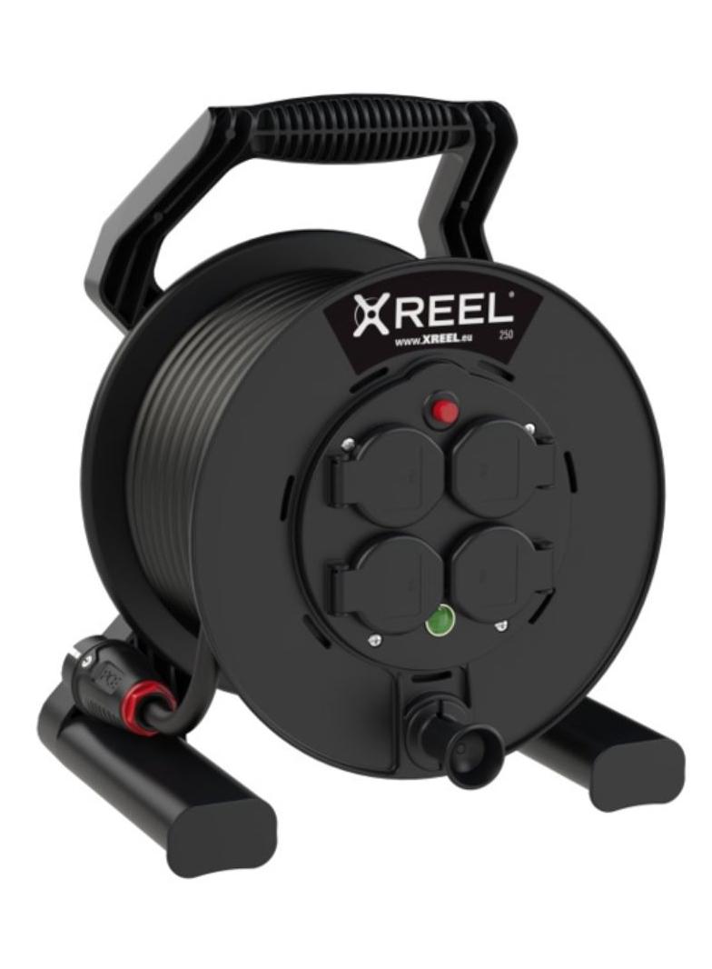 PRZEDŁUŻACZ ZWIJANY JEDNOFAZOWY TYP „XREEL” - WYJŚCIE 4xGS Z TER. Wejście 40 mb H05RR-F 3x2,5 (OW) wtyczka gumowa 16A IP54 92501H48273 PCE