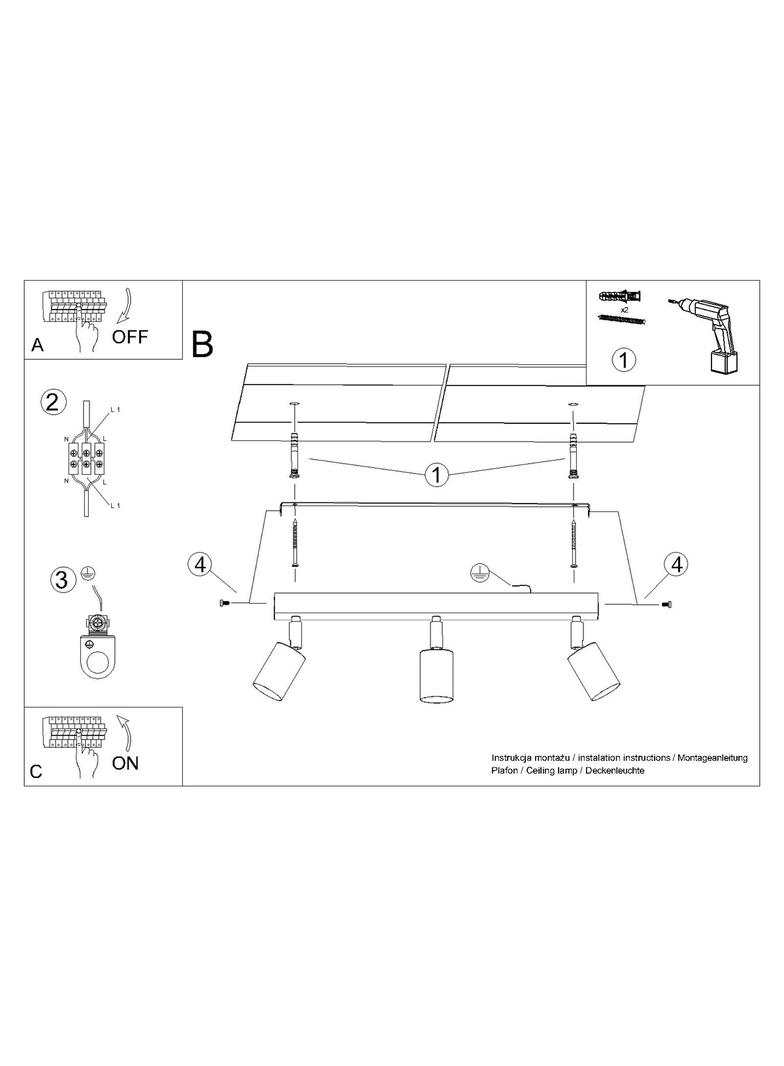 Plafon WINX 3 czarny/chrom