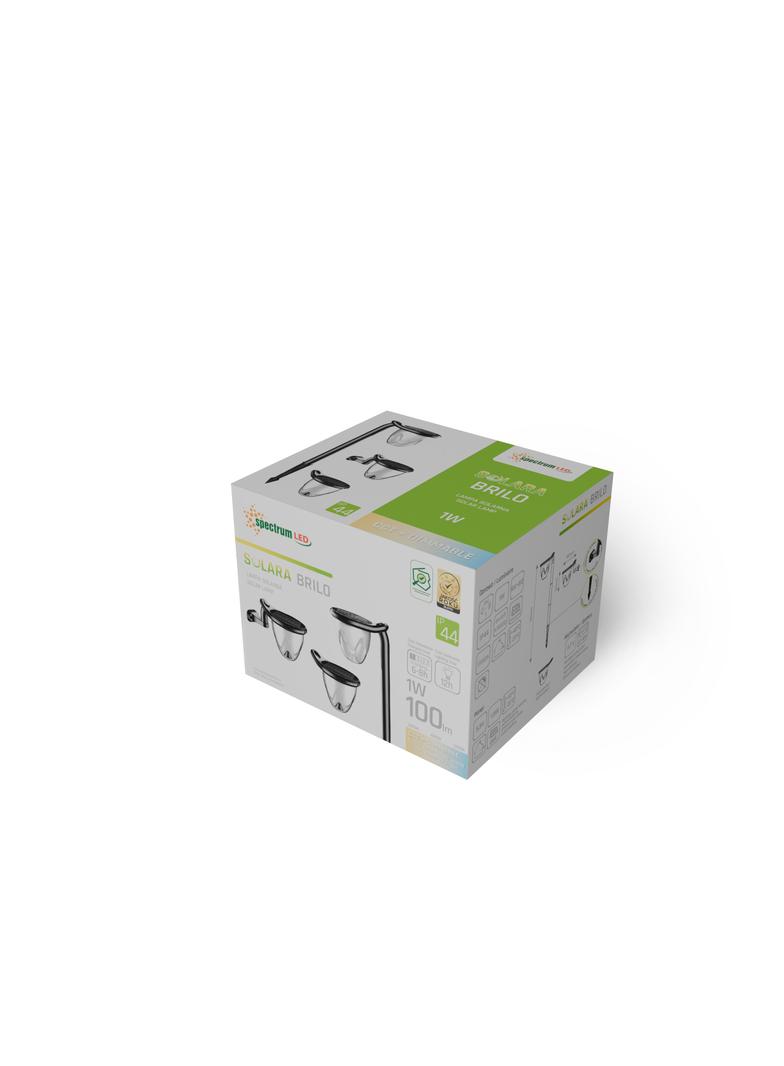 SOLARA BRILO 1W CCT IP44 150x180x135mm CZARNY wbijana/naścienna 2 lata gw. SPECTRUM