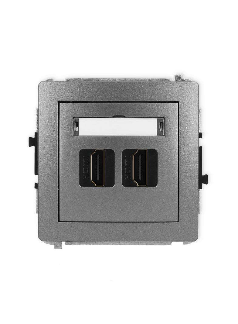 DECO Mechanizm gniazda podwójnego HDMI 2.0 grafitowy