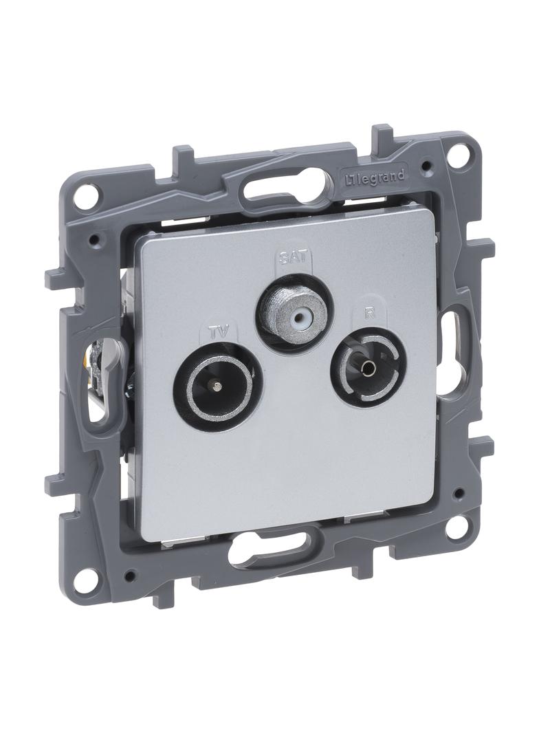 NILOE SELECTION - GNIAZDO TV-RD-SAT KOŃCOWE DO INSTALACJI TYPU GWIAZDA 1,5 DB ALUMINIUM, Legrand