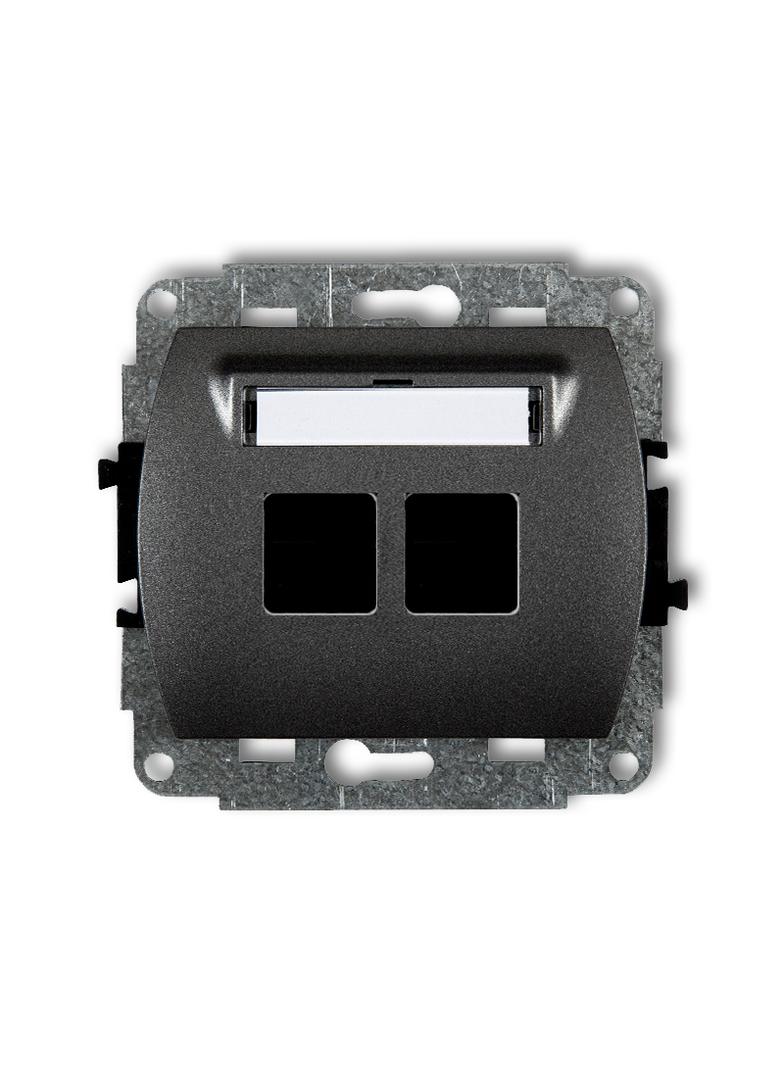 TREND Mechanizm gniazda multimedialnego podwójnego bez modułu (standard Keystone) grafitowy