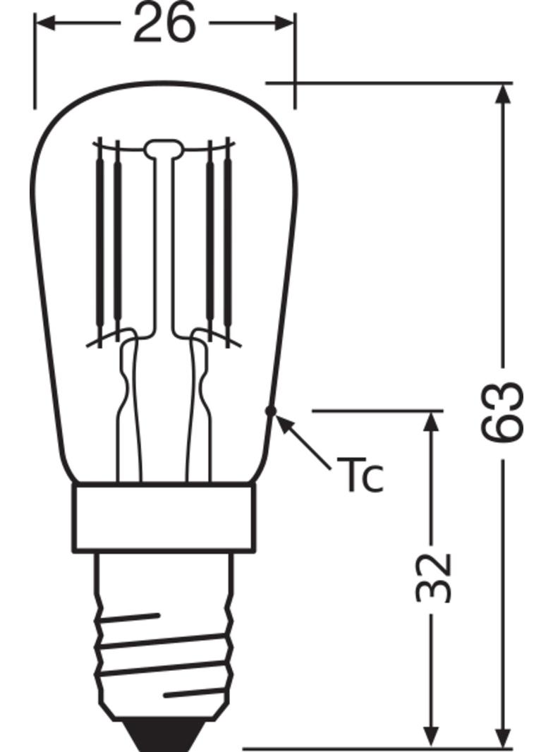 LAMPA LED SPECIAL T26 25 CL 2,8W/827 230V Filament szkło przezroczyste E14