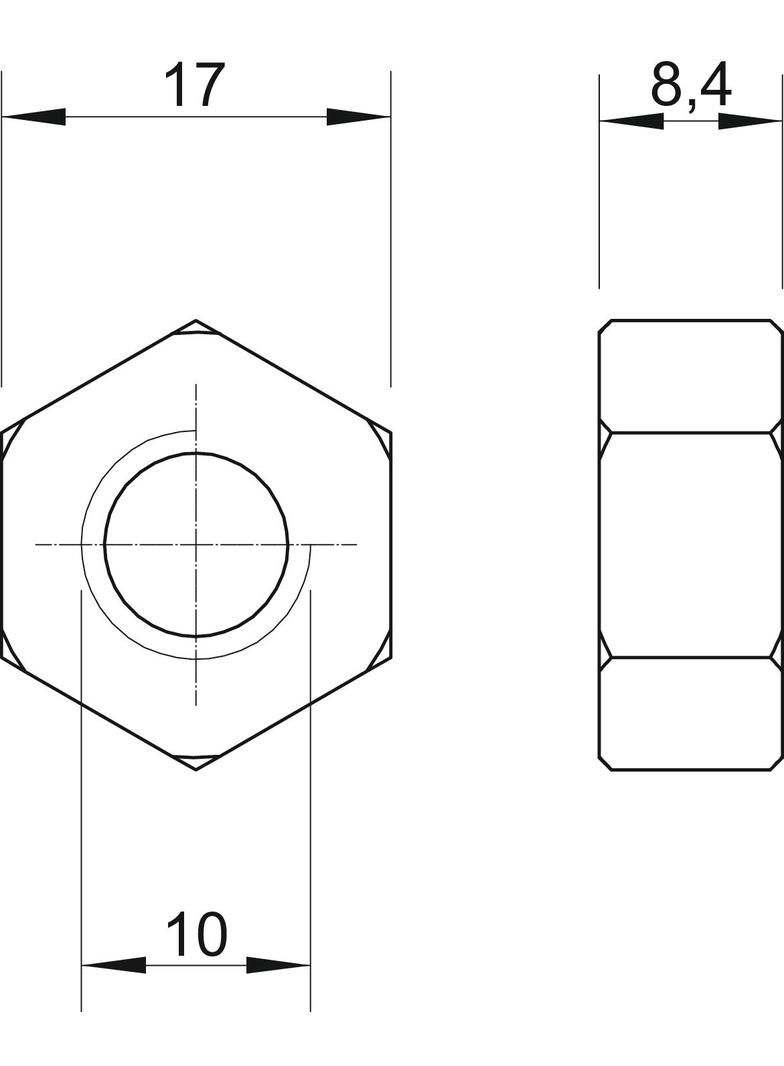 DIN 934 M10 V4A, NAKRĘTKI SZEŚCIOK. M10 V4A