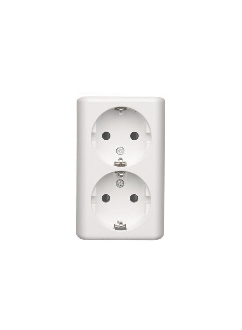 Simon 54 Gniazdo podwójne Schuko n/t z przesłonami wersja skandynawska 16A z. śrub. biały