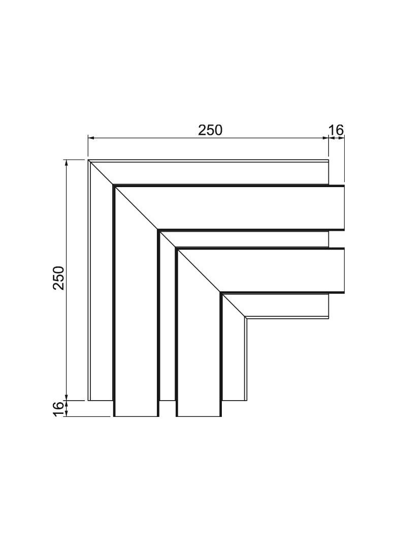 GA-FS53165RW, Naroże płaskie, stałe, Alu