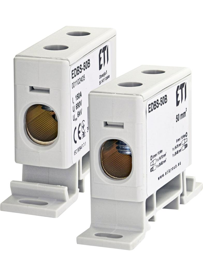 Zacisk 150A 1-torowy 16-70mm2 do przewodów AL/Cu szary EDBS-50B 001102405 ETI