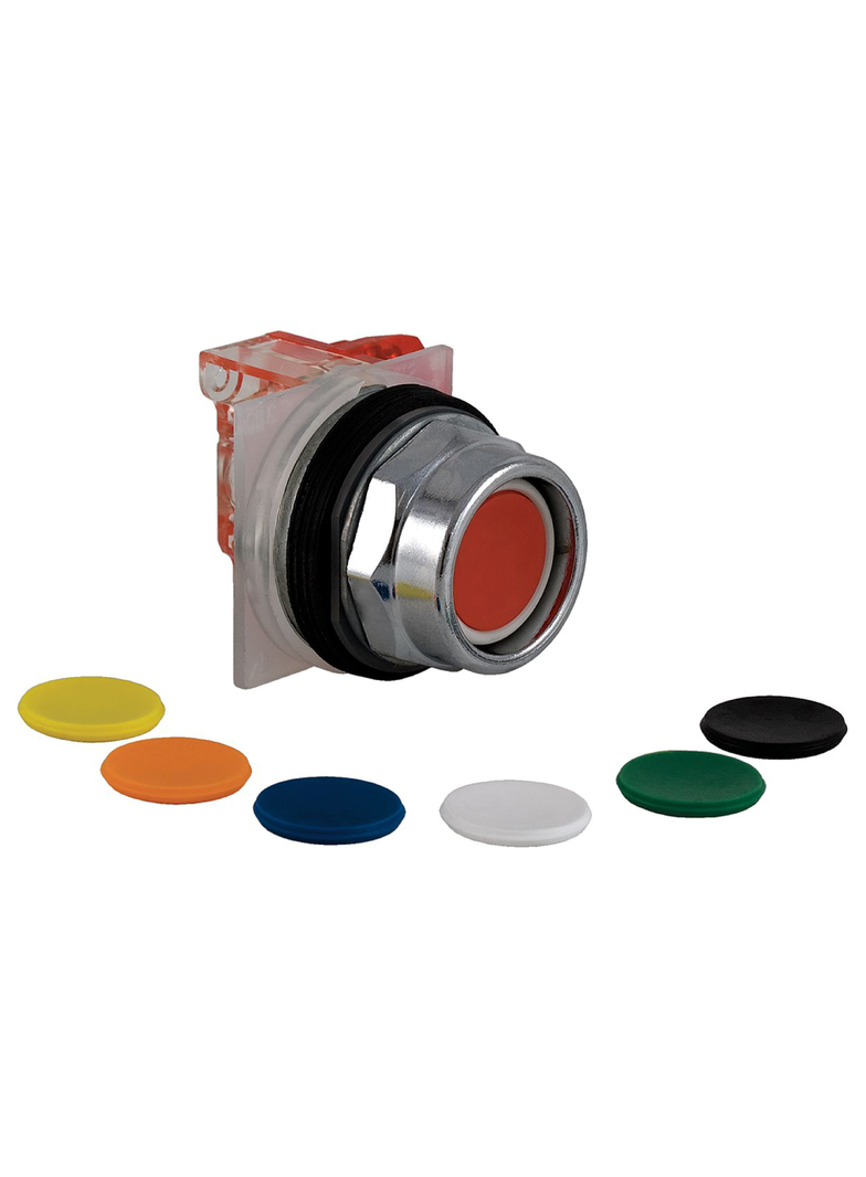 Harmony 9001K Przycisk wpuszczony niebieski z osłoną z zestawem 7 kolorowych wkladek 1CO metal