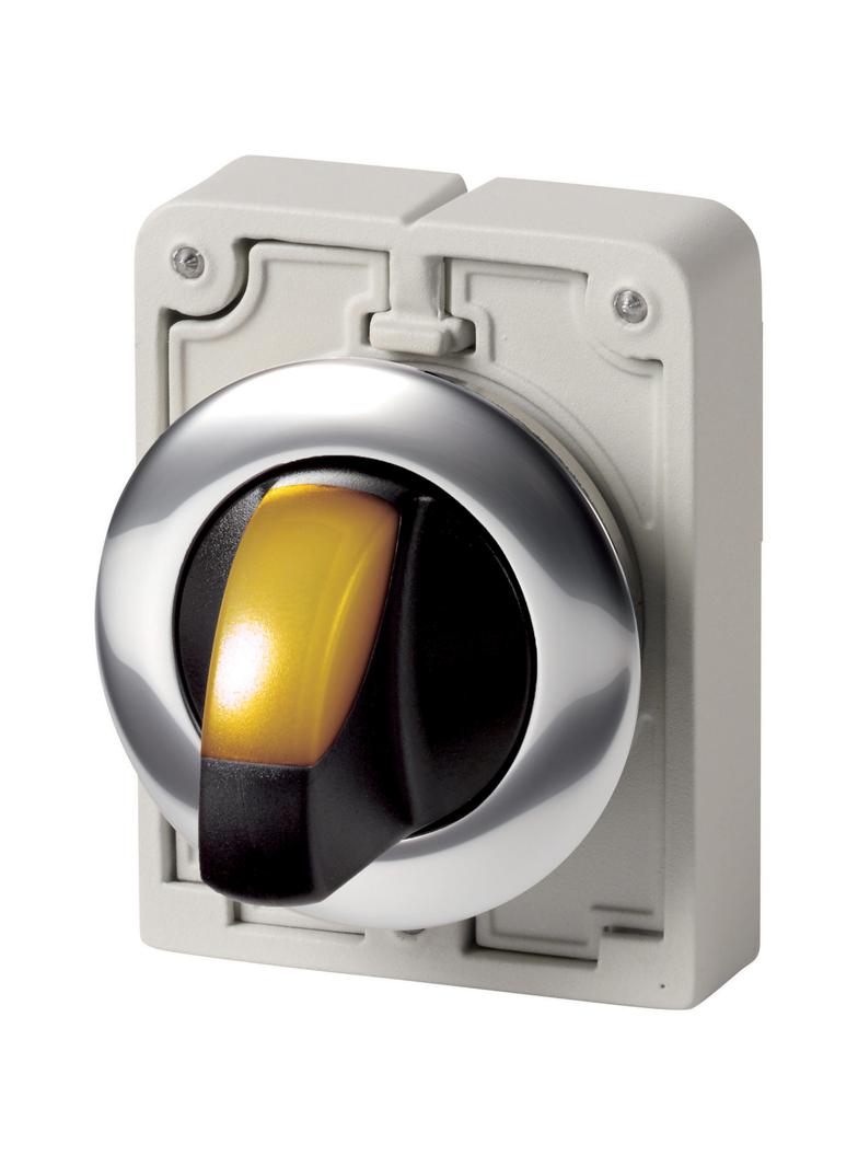 M30C-FWLK3-Y Przełącznik piórkowy podświetlany 30mm żółty 3 położeniowy z samopowrotem 187119 EATON