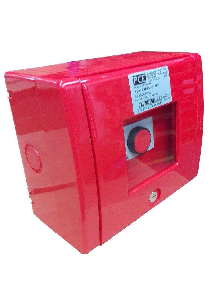 ROZDZIELNICA PPOŻ NADTYNKOWA  95PPNT z przyciskiem sterowniczym  IP55