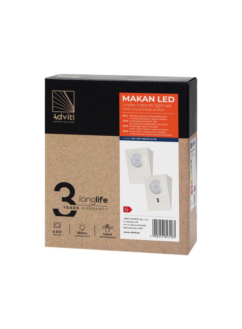 Zestaw opraw podszafkowych MAKAN LED 2,5W, 180lm, 4000K, z wyłącznikiem bezdotykowym, biały