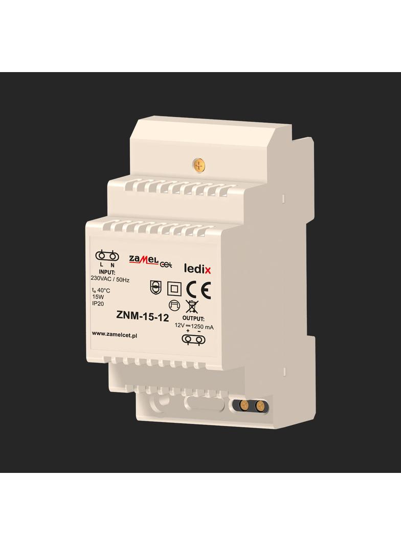 Zasilacz LED modułowy 12V DC 15W TYP: ZNM-15-12