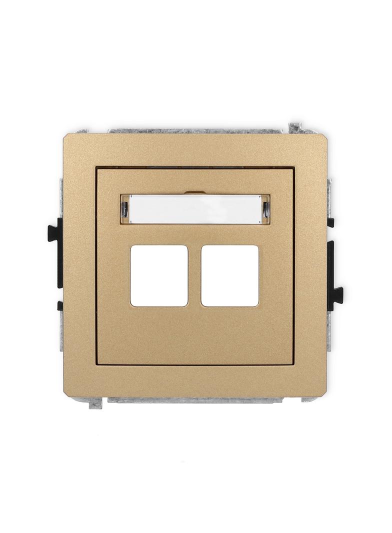 DECO Mechanizm gniazda multimedialnego podwójnego bez modułu (standard Keystone) złoty metalik