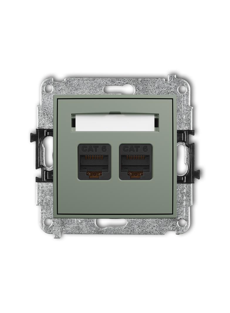 ICON Mechanizm gniazda komputerowego podwójnego 2xRJ45, kat. 6, 8-stykowy szałwiowy