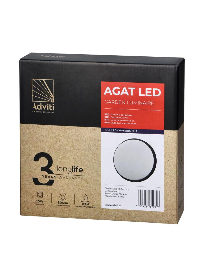 AGAT LED 10W, oprawa ogrodowa, 800lm, IP54, 4000K, czarna AD-OP-6111BLPM4 ORNO