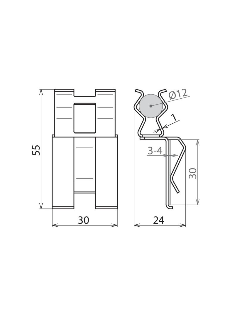 Zacisk DEHNclip do prętów zbrojenia i płaskownika 12 / 30 mm, sprężynowy, bezśrubowy, stal nieocynk.