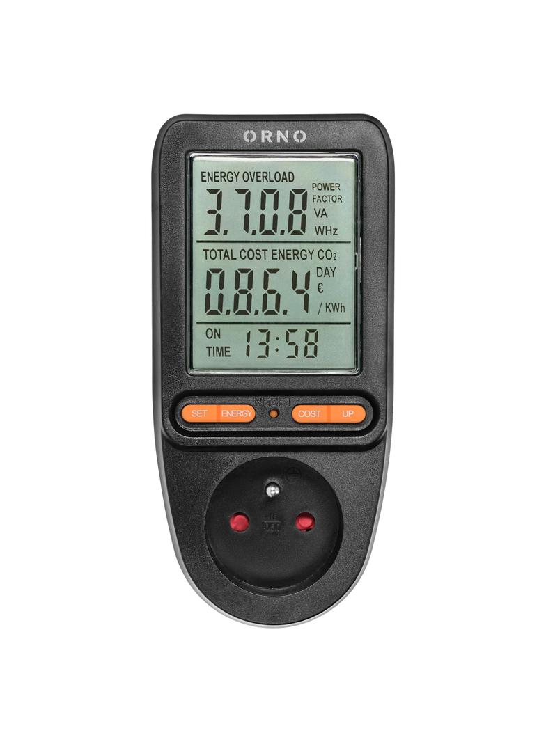 Watomierz, kalkulator energii z wyświetlaczem LCD, czarny OR-WAT-435/B ORNO