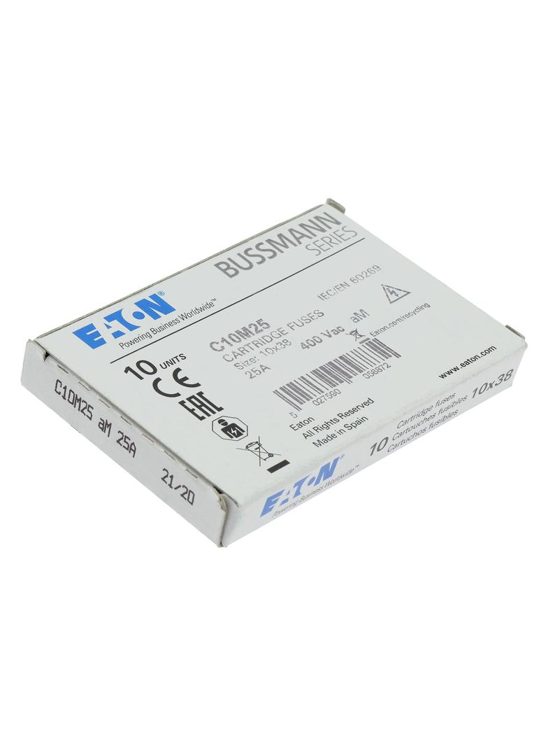 CYLINDRICAL FUSE 10 x 38 25A AM 400V AC Wkładka cylindryczna 10 x 38mm 25A AM 500V AC C10M25 EATON