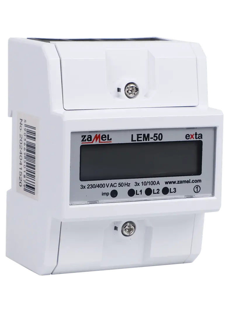 LICZNIK ENERGII ELEKTRYCZNEJ 3-FAZOWY LCD 100 A, 4-MOD TYP: LEM-50