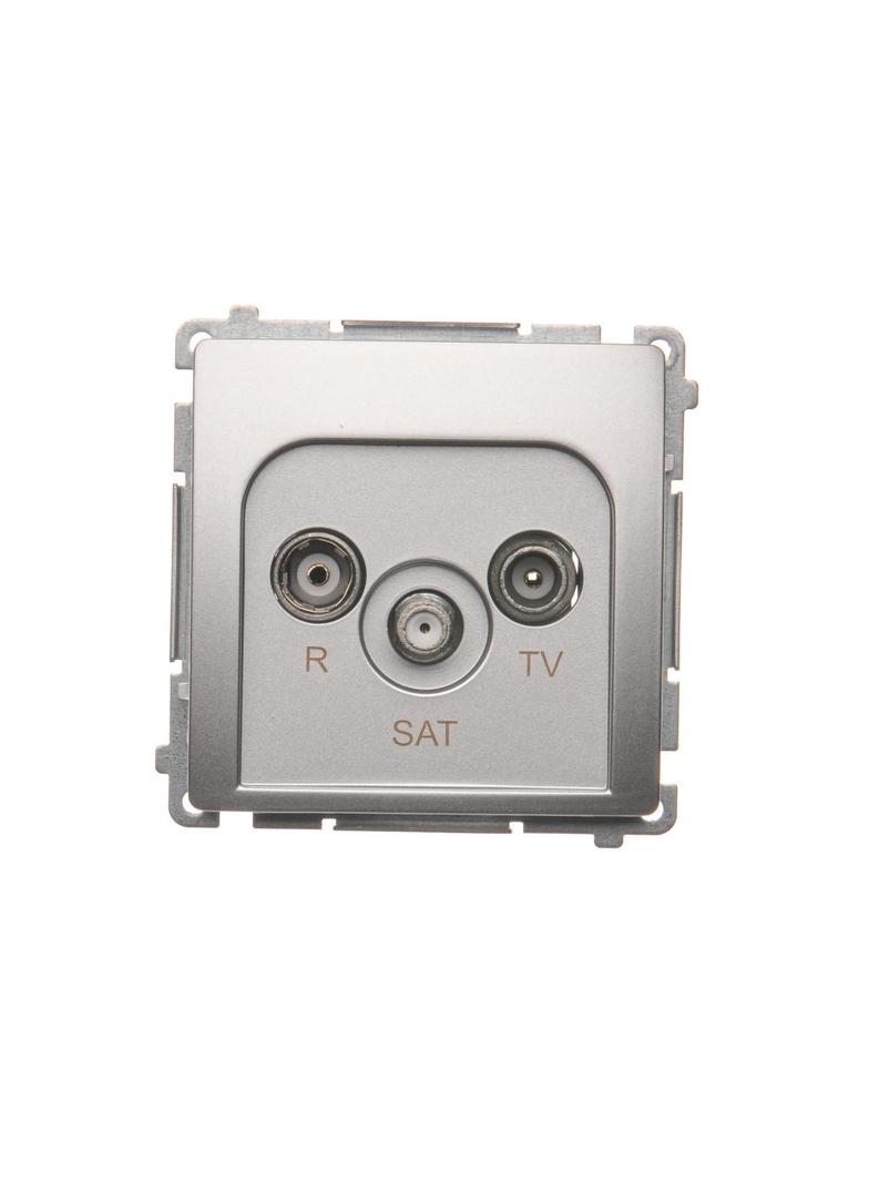 Simon Basic Gniazdo antenowe R-TV-SAT końcowe . 1x wejście: 5 MHz–24 GHz srebrny mat *Może być użyte jako gn.zakończ. do gn.przelot. R-TV-SAT BMZAR-SAT1.3/1.01/43 KONTAKT