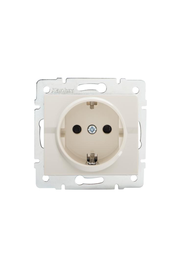 LOGI Gniazdo pojedyncze Schuko śrubowy Kremowy 16A 250V 021220103 25145 KANLUX