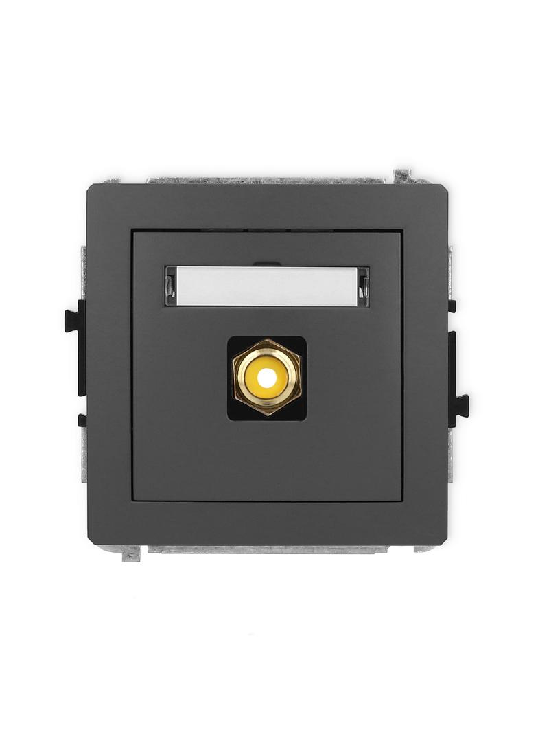 DECO Mechanizm gniazda pojedynczego RCA (typu cinch - żółty, pozłacany) grafitowy mat