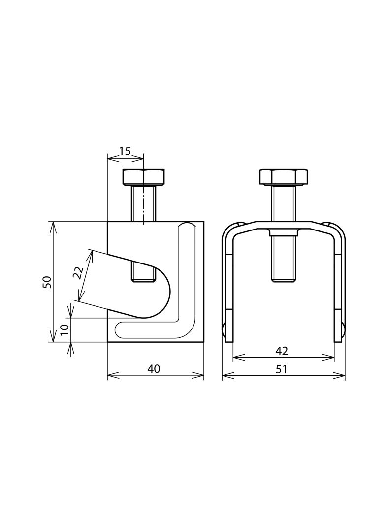 Zacisk łączący 6-22/40 mm (+), stal nieocynk.